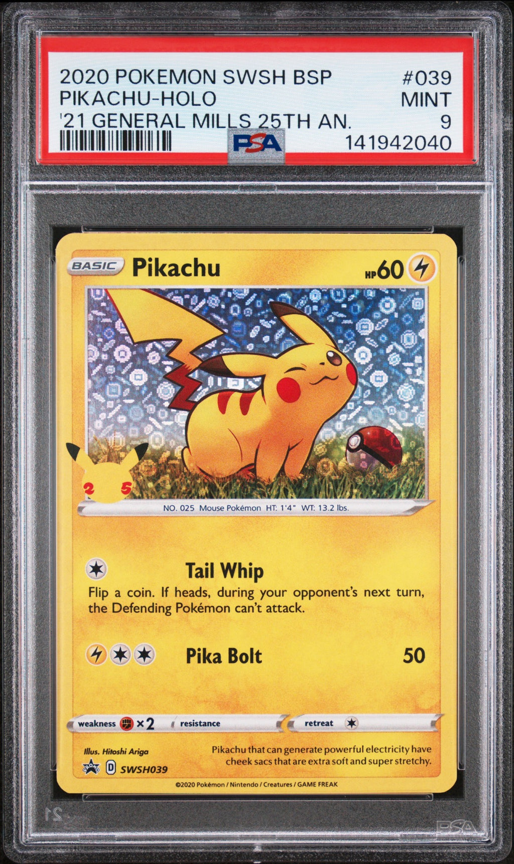 Pikachu SWSH039 PSA 9 front