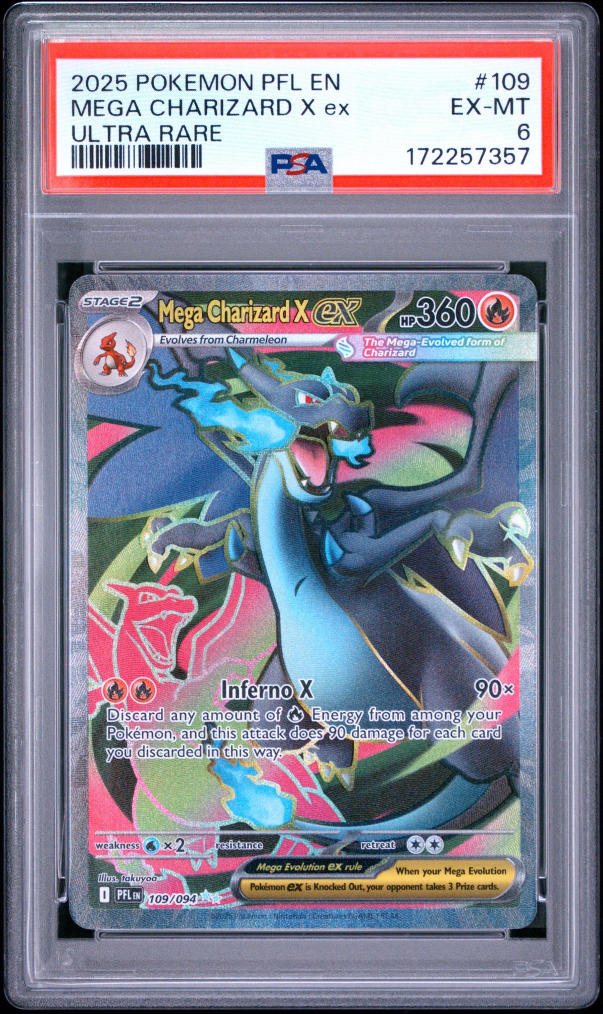 Mega Charizard X ex 109/094 PSA 6 front