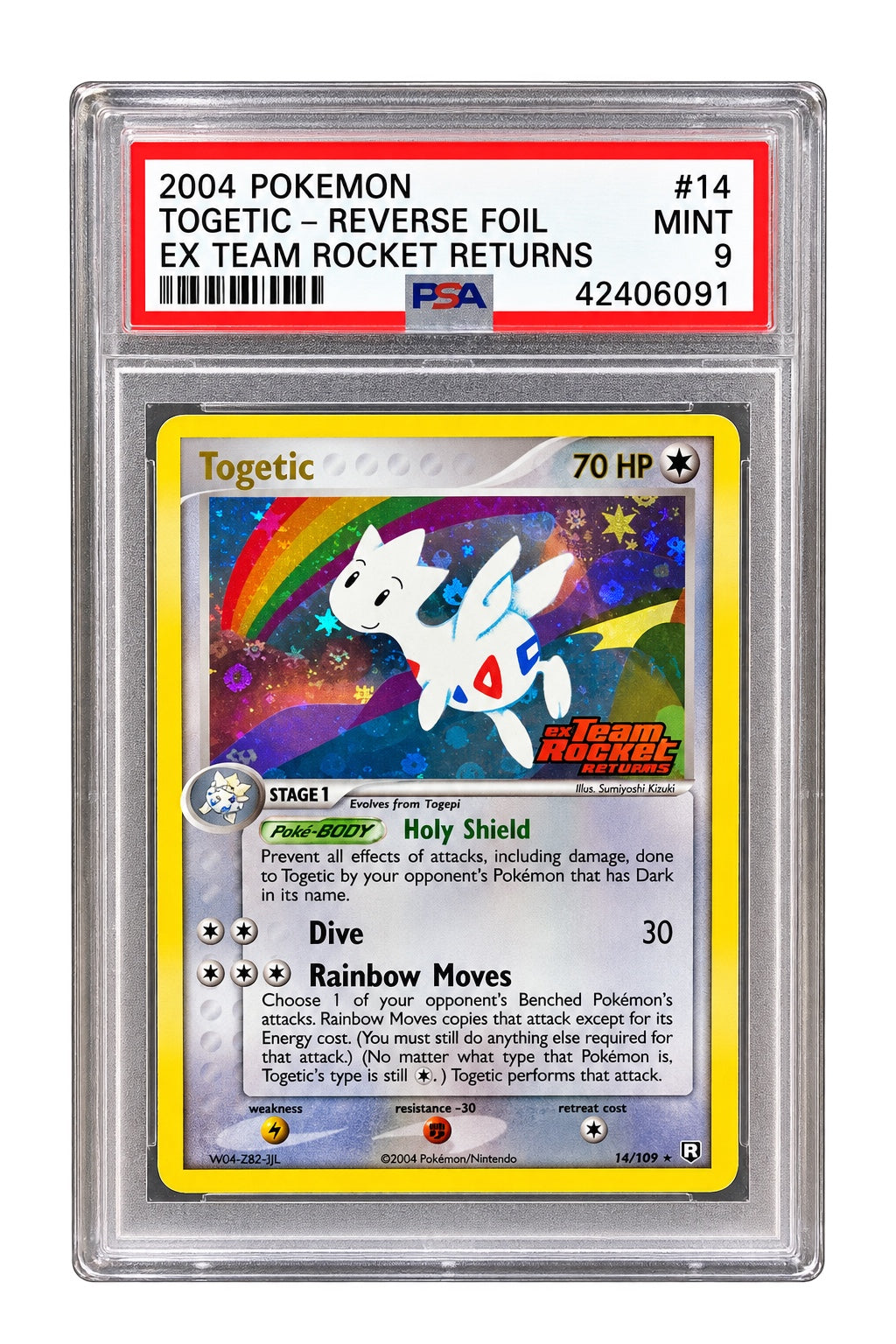 2004 Pokémon EX Team Rocket Returns Togetic Reverse Foil #14/109 PSA 9 front