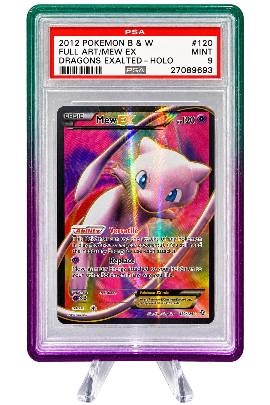 Mew EX Dragons Exalted Full Art Holo 120/124 [PSA 9] 2012