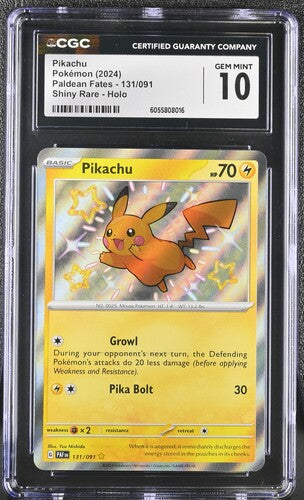 Pikachu Paldean Fates Shiny Rare Holo 131/091 CGC Gem Mint 10 front
