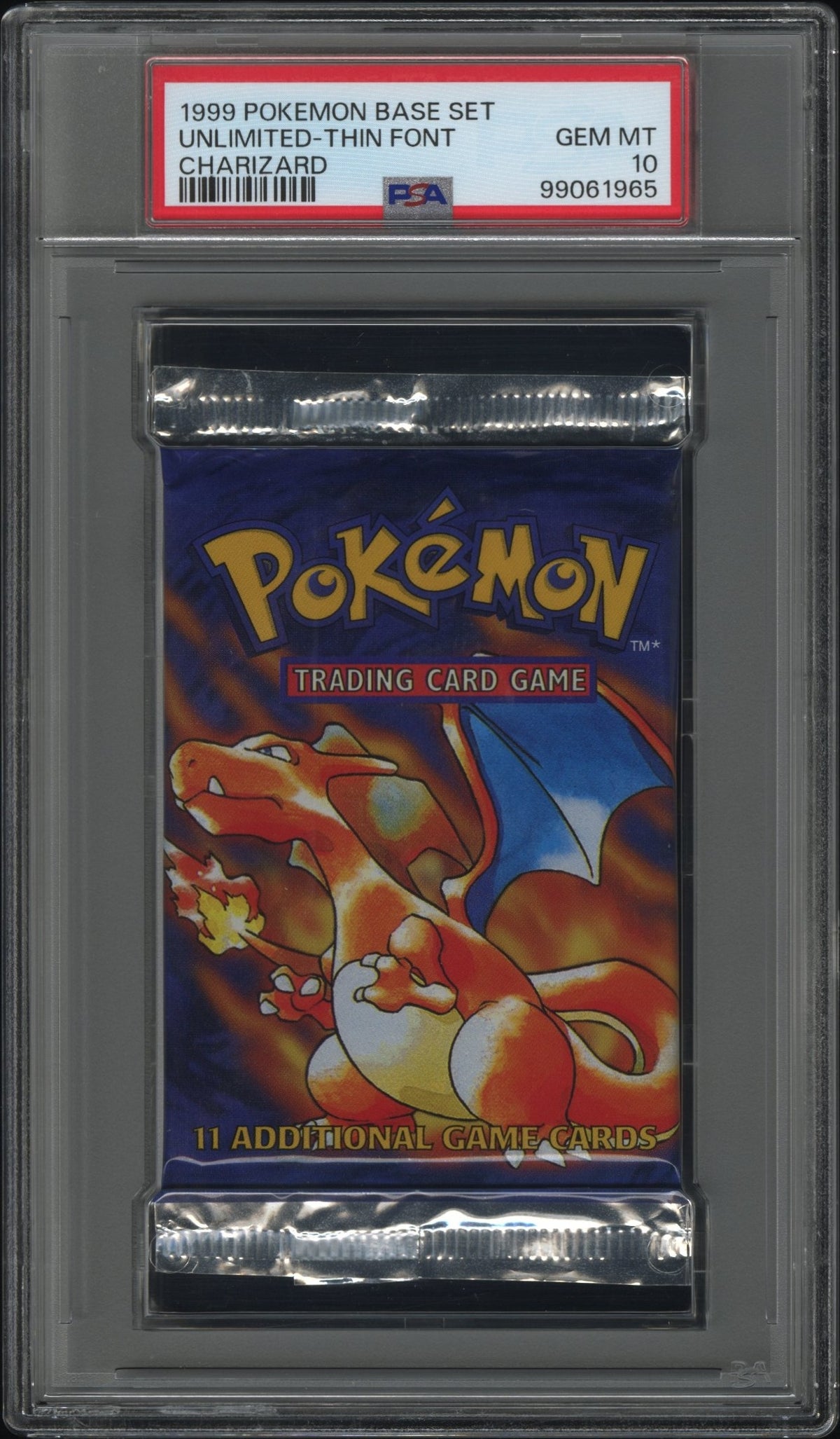 1999 Base Set Unlimited Charizard Booster Pack PSA 10