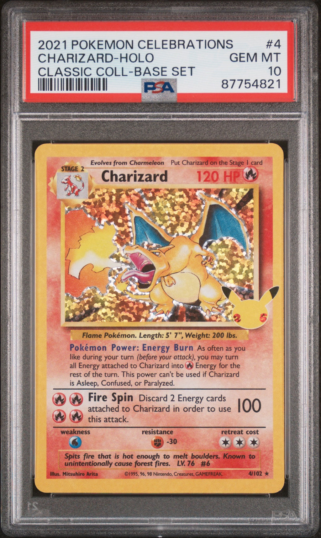 2021 Pokemon Celebrations Charizard Holo #4 PSA 10 front