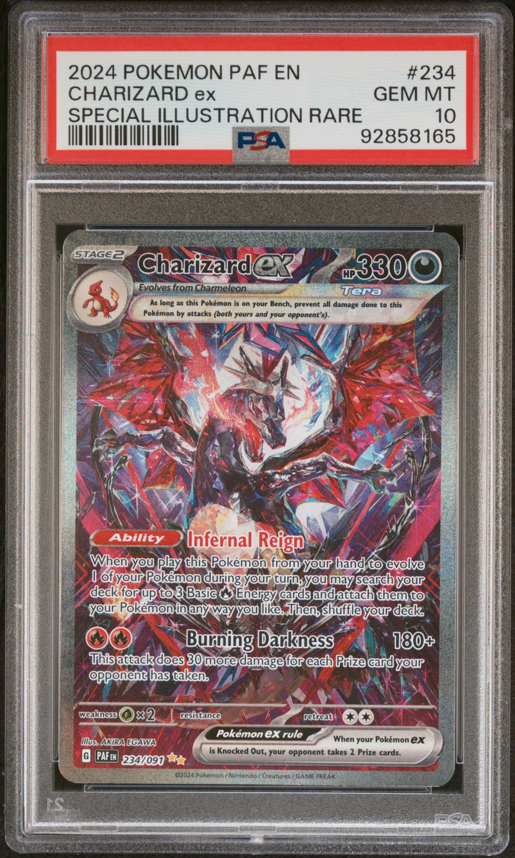 2024 Pokemon Paldean Fates Charizard ex SIR #234 PSA 10 front