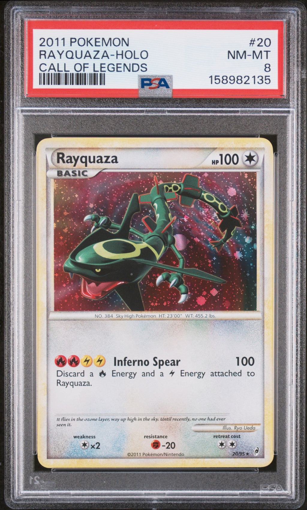 2011 Call of Legends Rayquaza Holo PSA 8 front