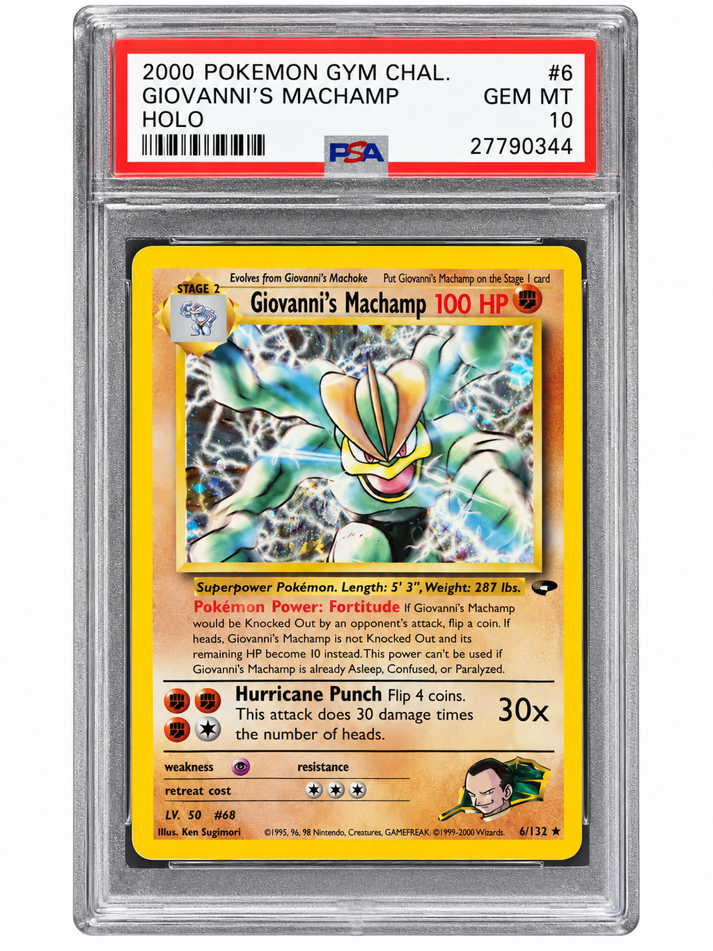 2000 Pokemon Gym Challenge Giovanni's Machamp Holo PSA 10 front