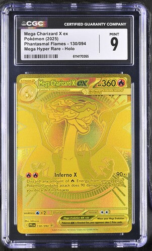 Mega Charizard X ex Phantasmal Flames Mega Hyper Rare Holo 130/094 [CGC 9] 2025