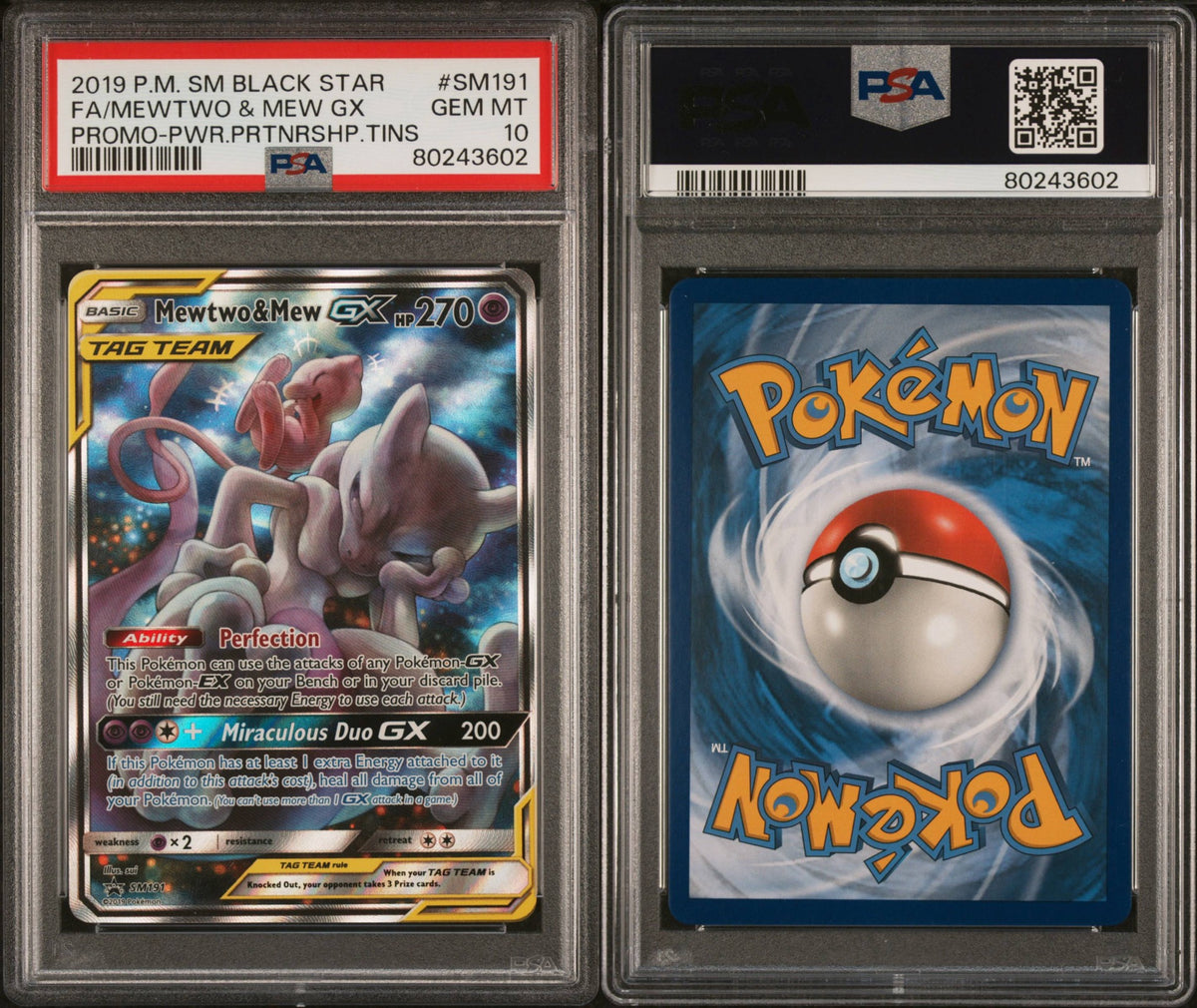 2019 Pokemon Mewtwo & Mew GX SM191 PSA 10 front and back