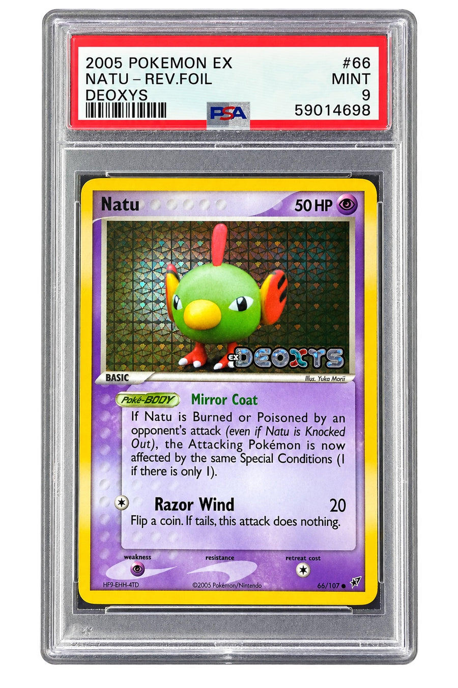 Natu EX Deoxys Reverse Foil 66/107 [PSA 9] 2005