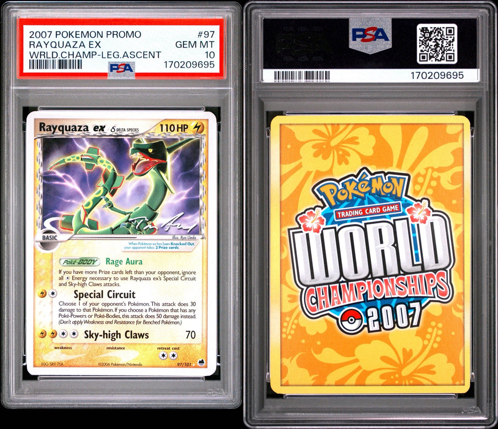 2007 Rayquaza ex World Championships #97 PSA 10 front and back