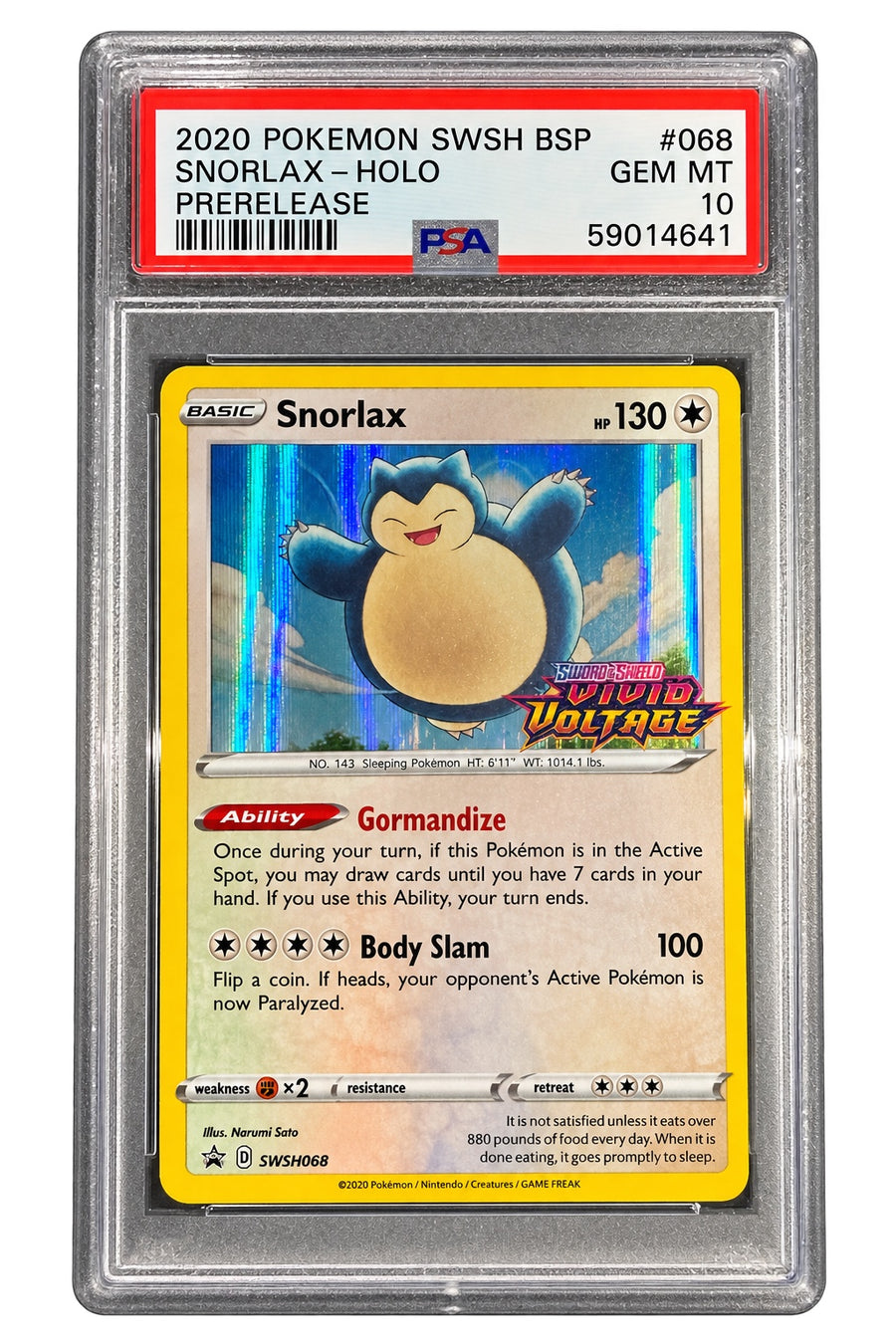 Snorlax SWSH Black Star Promo Prerelease Holo SWSH068 [PSA 10] 2020