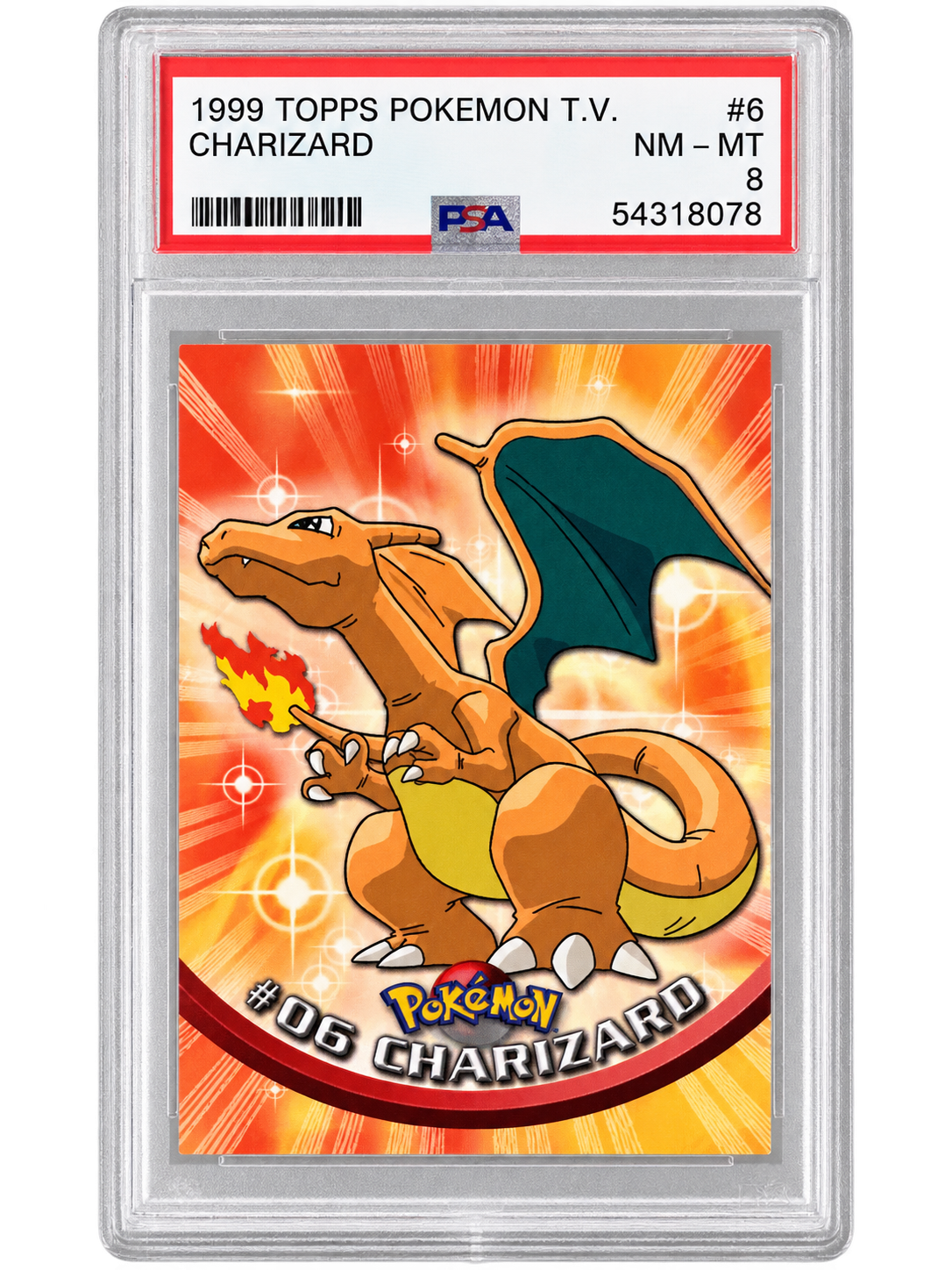 1999 Topps Pokemon T.V. Charizard #6 PSA 8 front